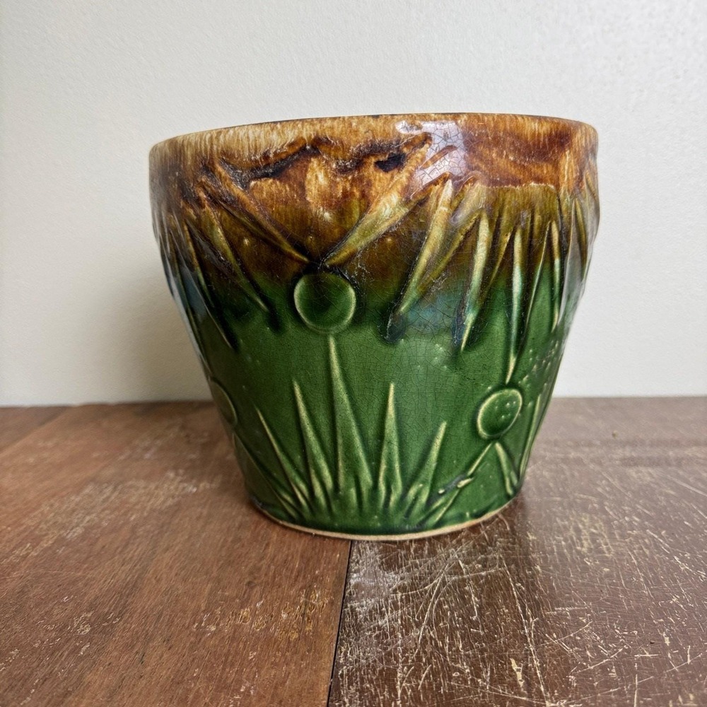 Robinson Ransbottom Co Sun & Moon Green Brown Roseville Drip Plant Flower Pot - Picture 8 of 9
